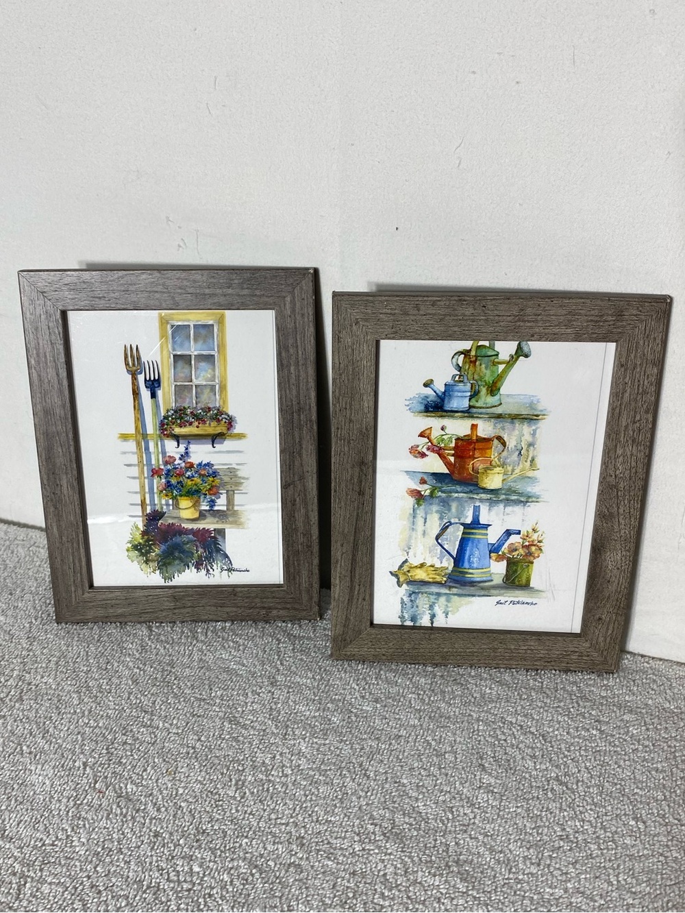 5/$35 Watercolour Garden Print Set in Grey Frames 2pc